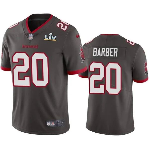 Men Tampa Bay Buccaneers #20 Ronde Barber Nike Grey Super Bowl LV Limited NFL Jersey